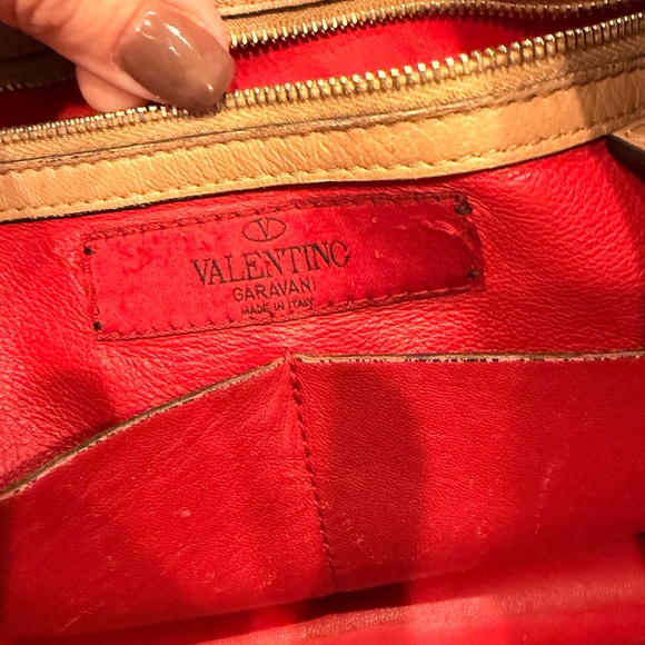 Authentic Valentino Rockstud Tan Leather Tote Bag - Picture 6 of 12